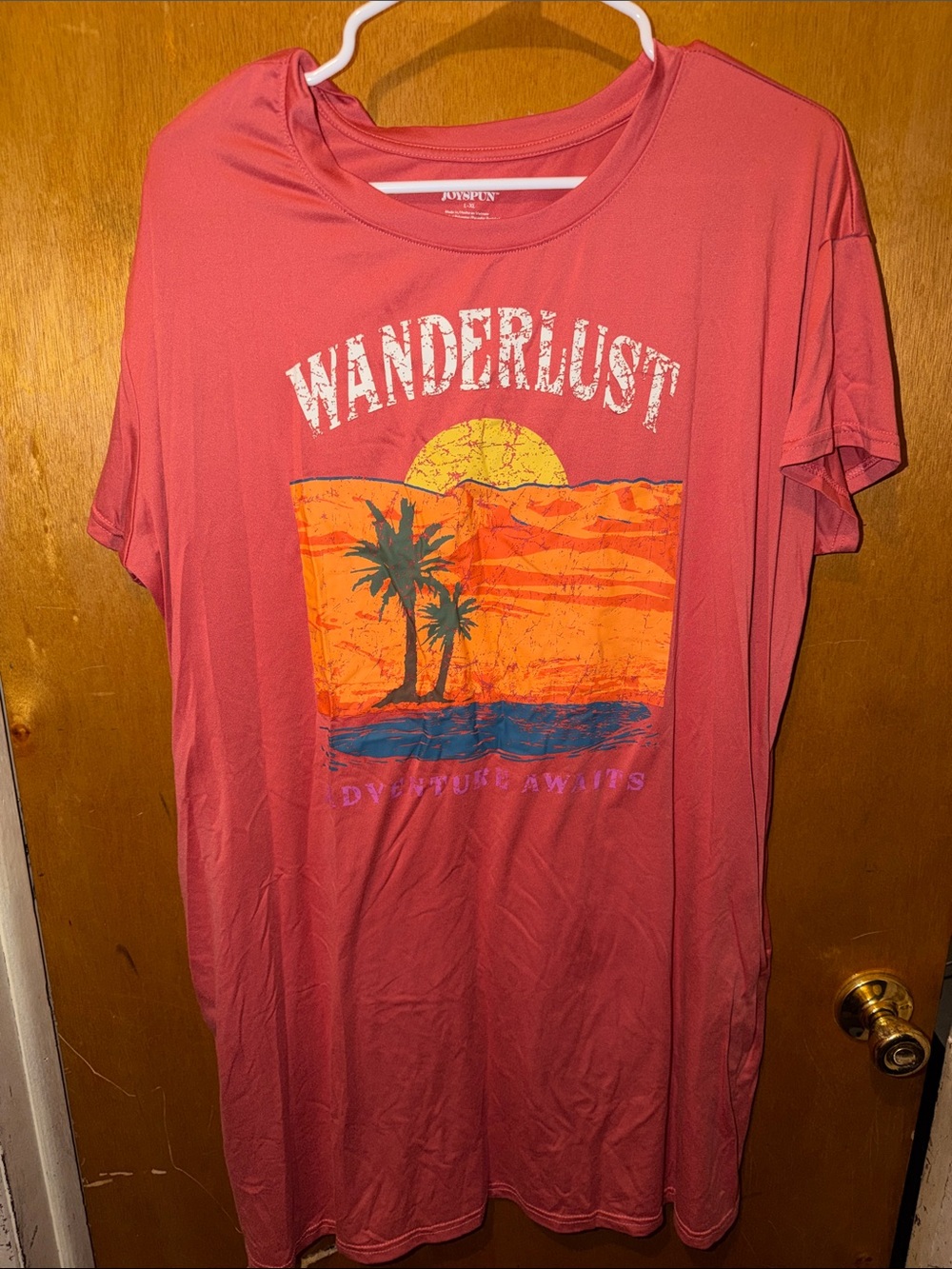 Cozy Wanderlust Graphic Nightshirt in Coral
